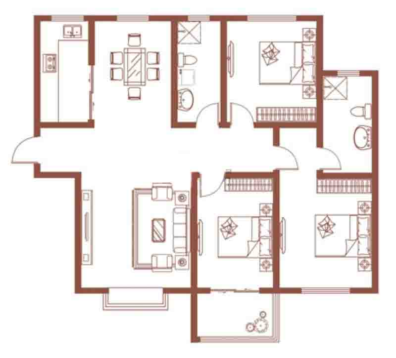 C戶(hù)型 3室2廳 154.89㎡
