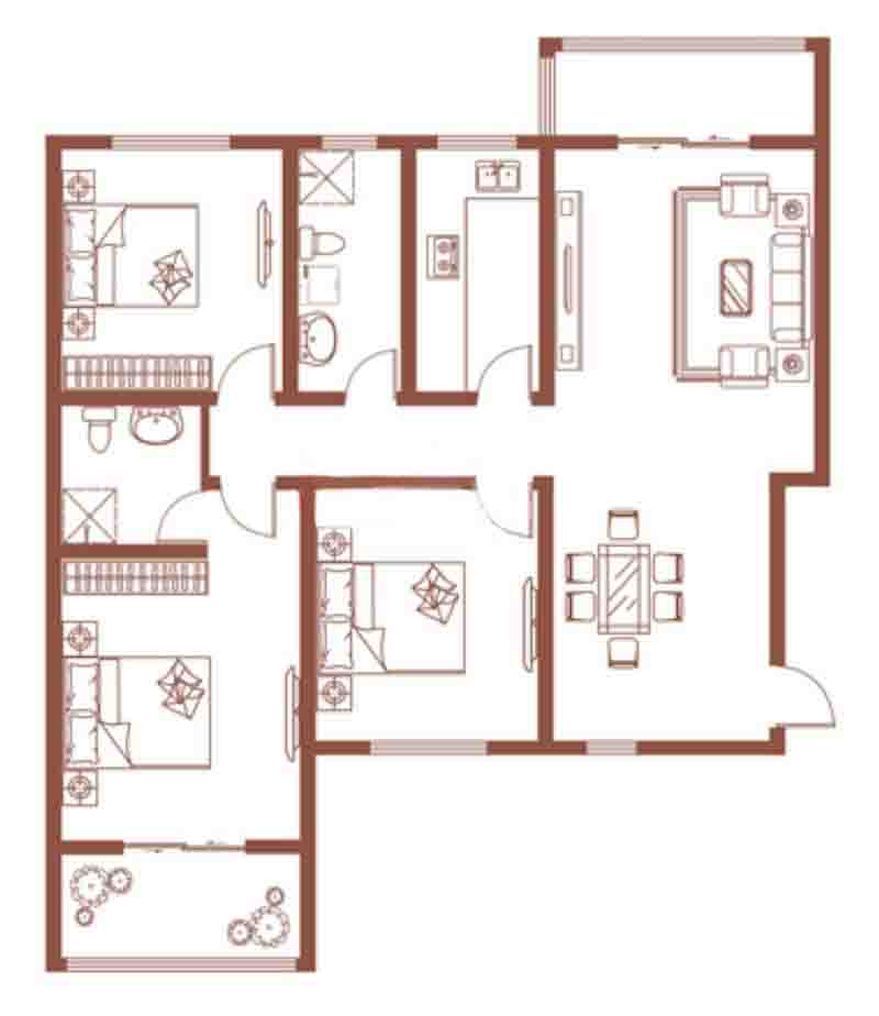 G戶(hù)型 3室2廳 163㎡