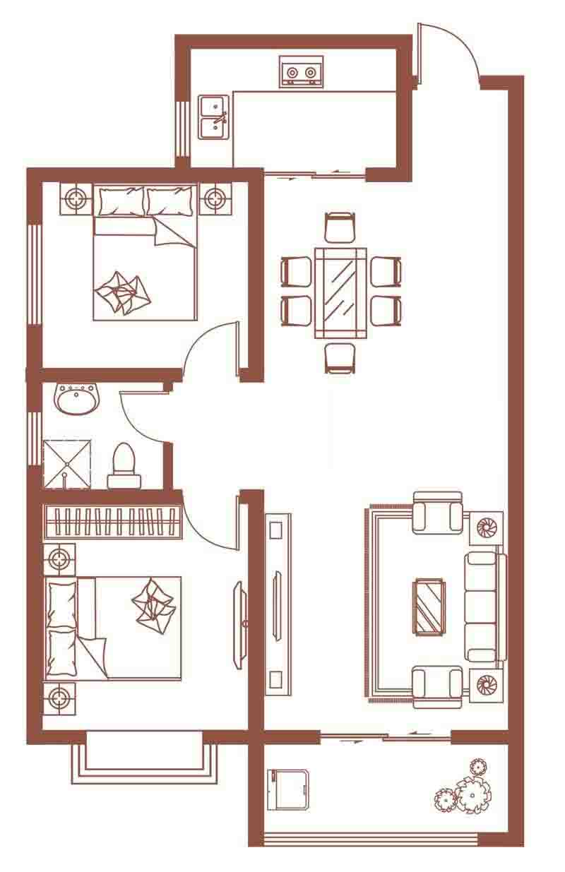 H戶(hù)型 2室2廳 99.69㎡